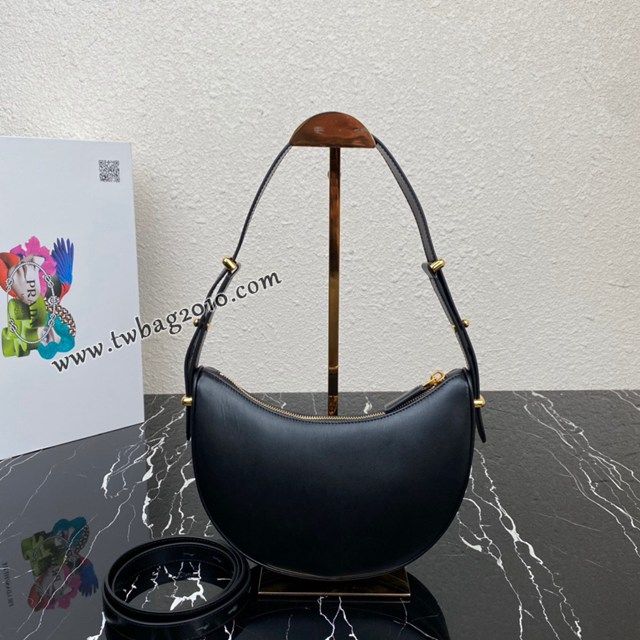 Prada專櫃新款Moon手袋腋下包 1BC194 普拉達牛皮弧形包半月包 csp1629